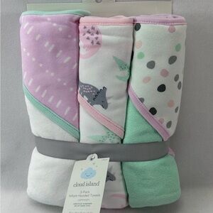 Cloud Island Pastel Infant Hooded Bath Towel 3-Pack